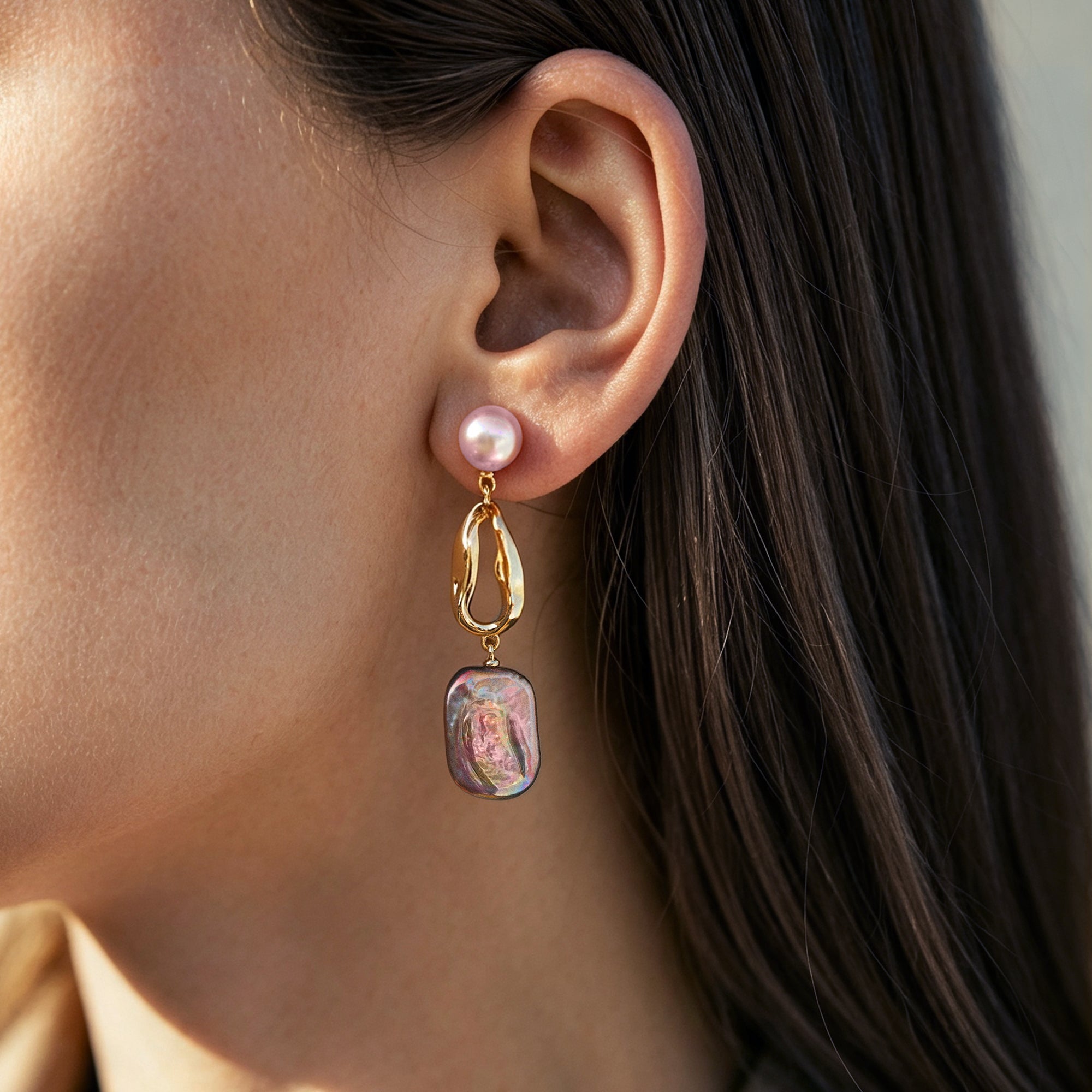 Purple Baroque Pearl Earring