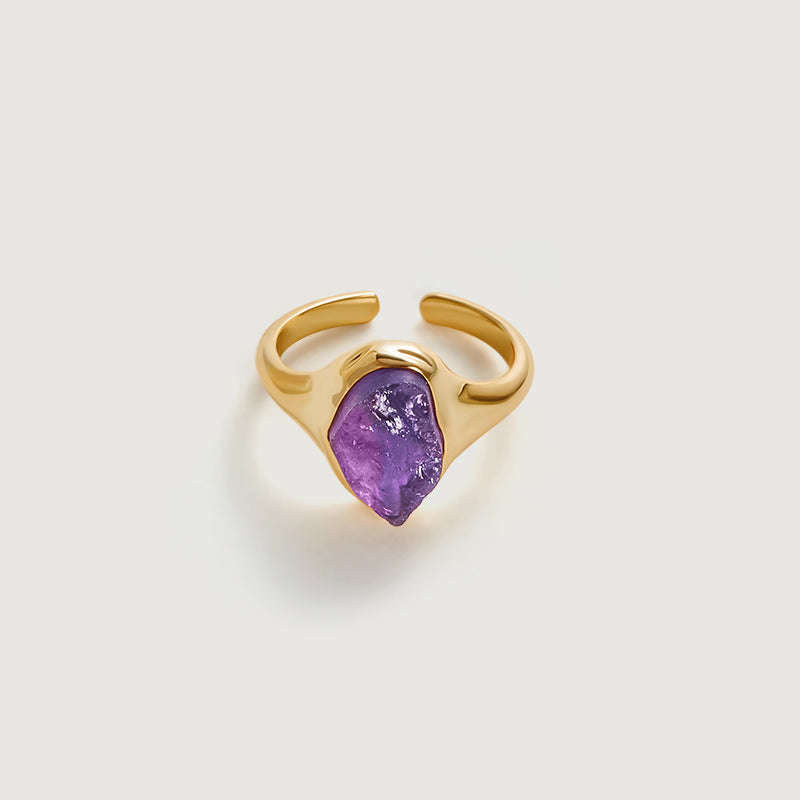Raw Amethyst Open Ring