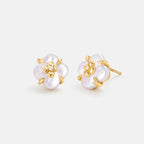 Lucky Clover Pearl Stud Earrings