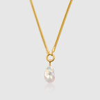Large Baroque Pearl Pendant Necklace With Gold OT Chain