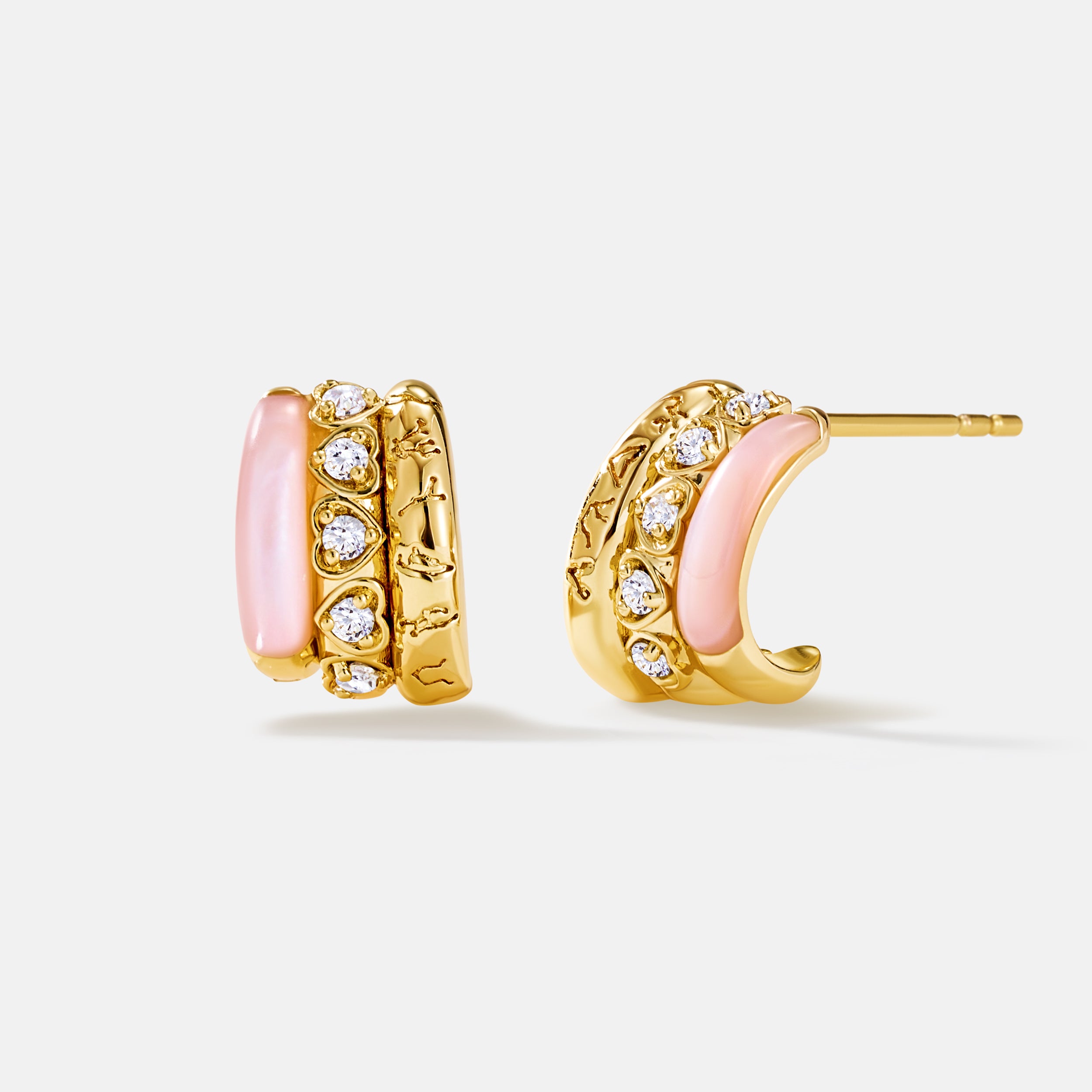 Pink Mother of Pearl C Hoop Earrings