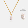Large Baroque Pearl Pendant Necklace With Gold OT Chain
