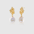 Lava Baroque Button Pearl Earrings