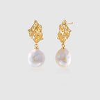Lava Baroque Button Pearl Earrings
