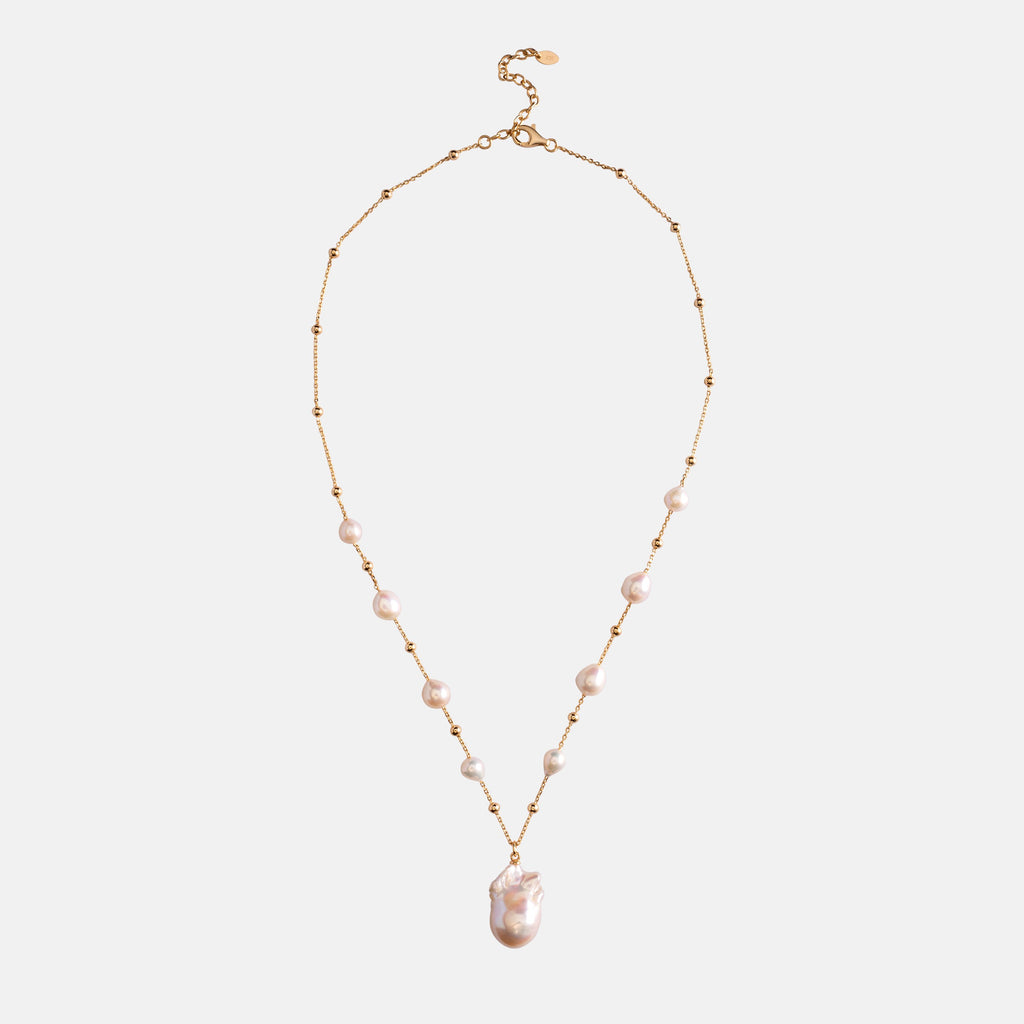 Gypsophila White Baroque Pearl Necklace