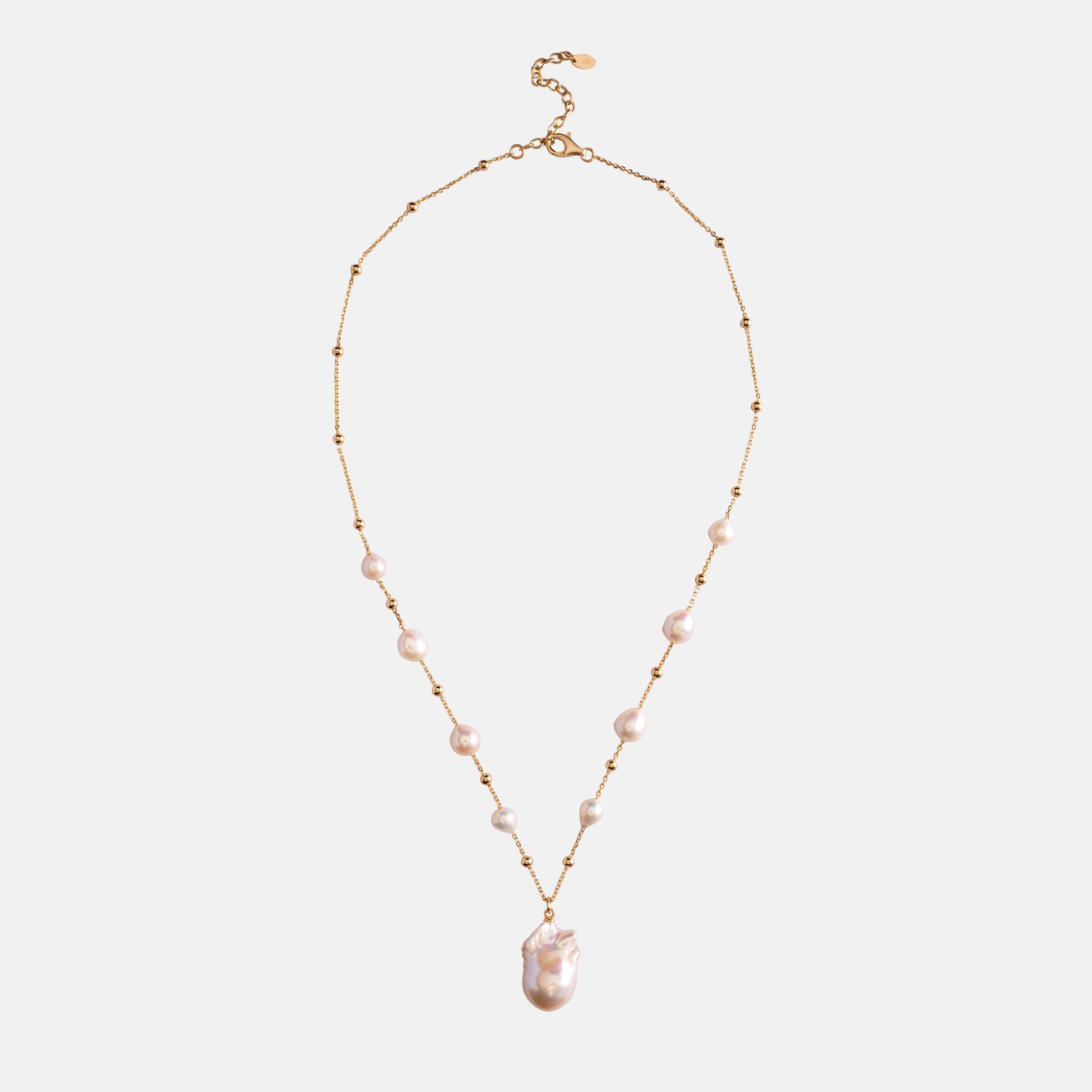 Gypsophila White Baroque Pearl Necklace