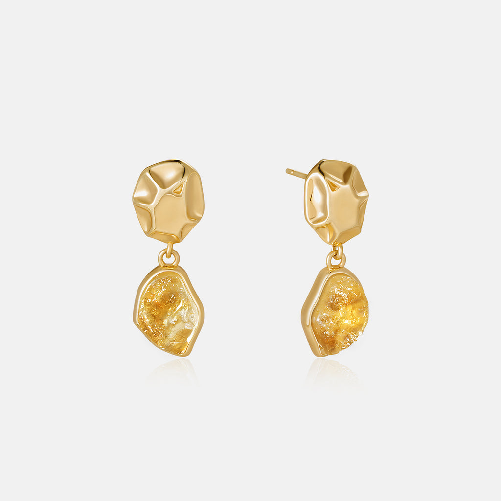 Raw Citrine Earrings