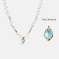 Raw Blue Topaz Pearl Necklace
