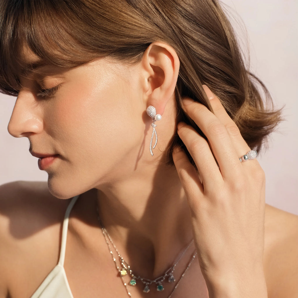 Radiant Balloon Silver Earrings