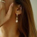 Gold Hoop Pearl Earrings