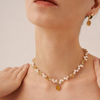 Raw Citrine Pearl Necklace