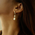 Gold Hoop Pearl Earrings