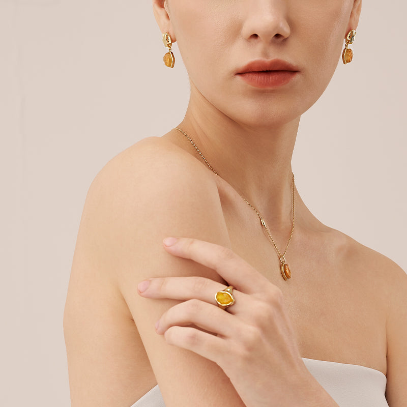 Raw Citrine Open Ring