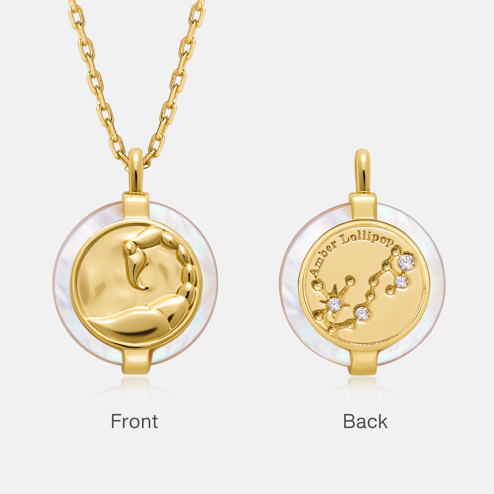 Stellar Zodiac Charm Mother of Pearl Necklace