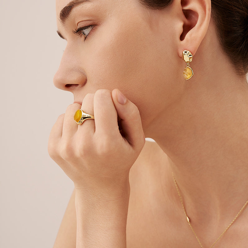 Raw Citrine Open Ring