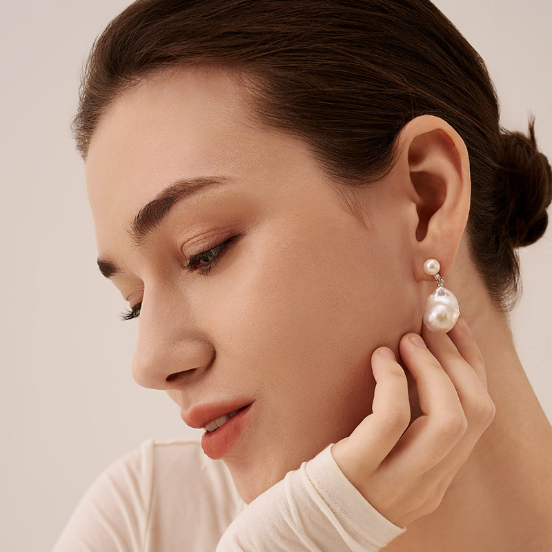 Lotus Baroque Pearl Earrings