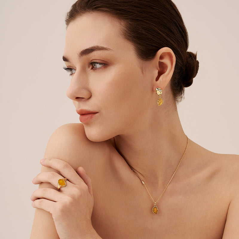 Raw Citrine Open Ring