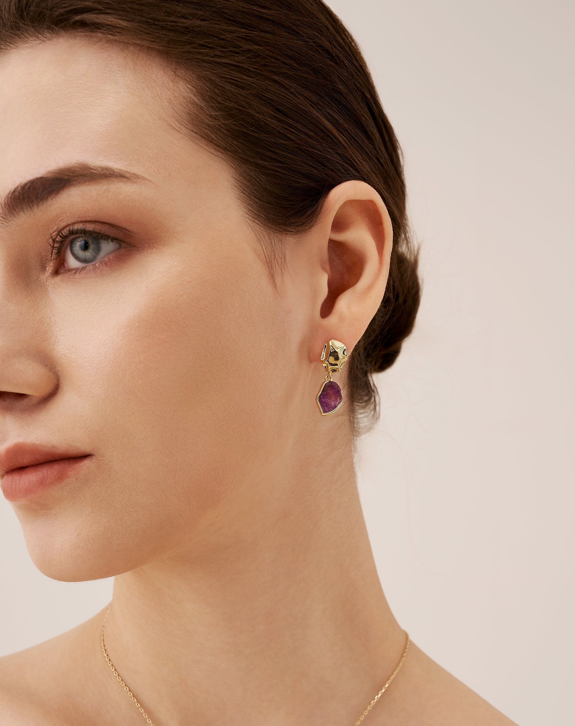 Raw Amethyst  Earrings