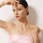 Blush Heart Rose Quartz Pearl Necklace