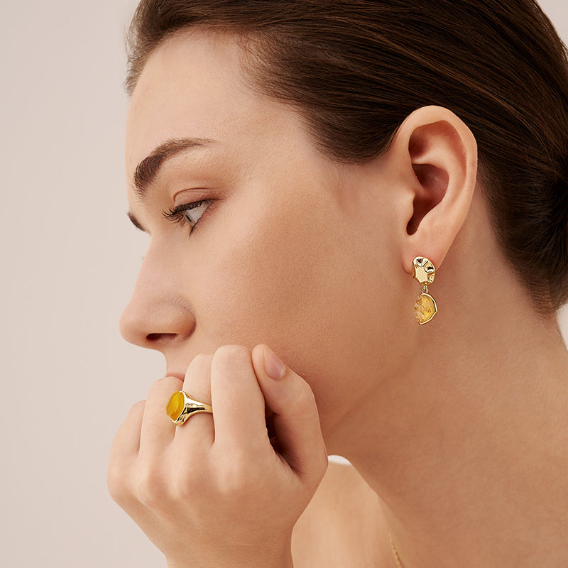 Raw Citrine Earrings