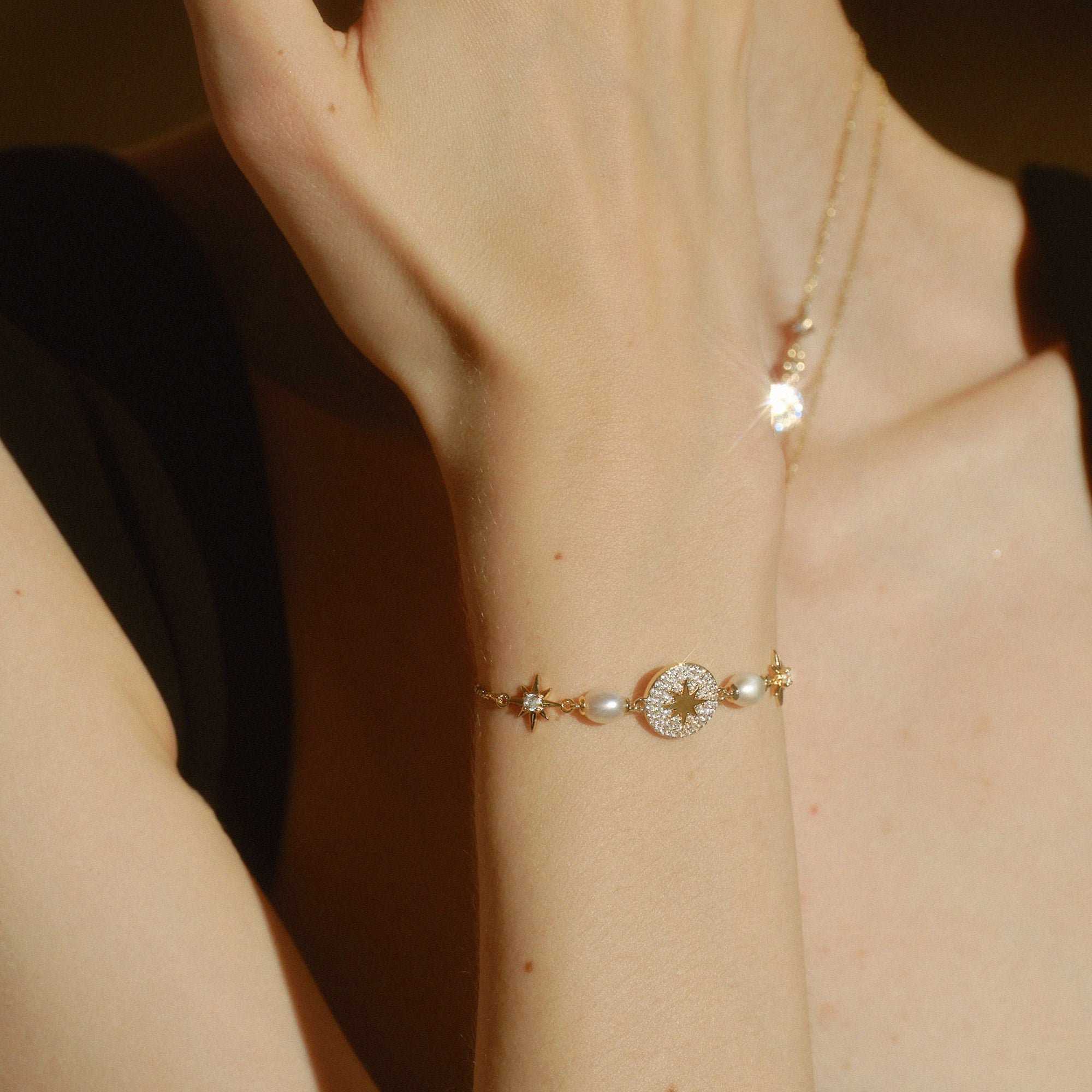 Celestial Star Pearl Adjustable Bracelet