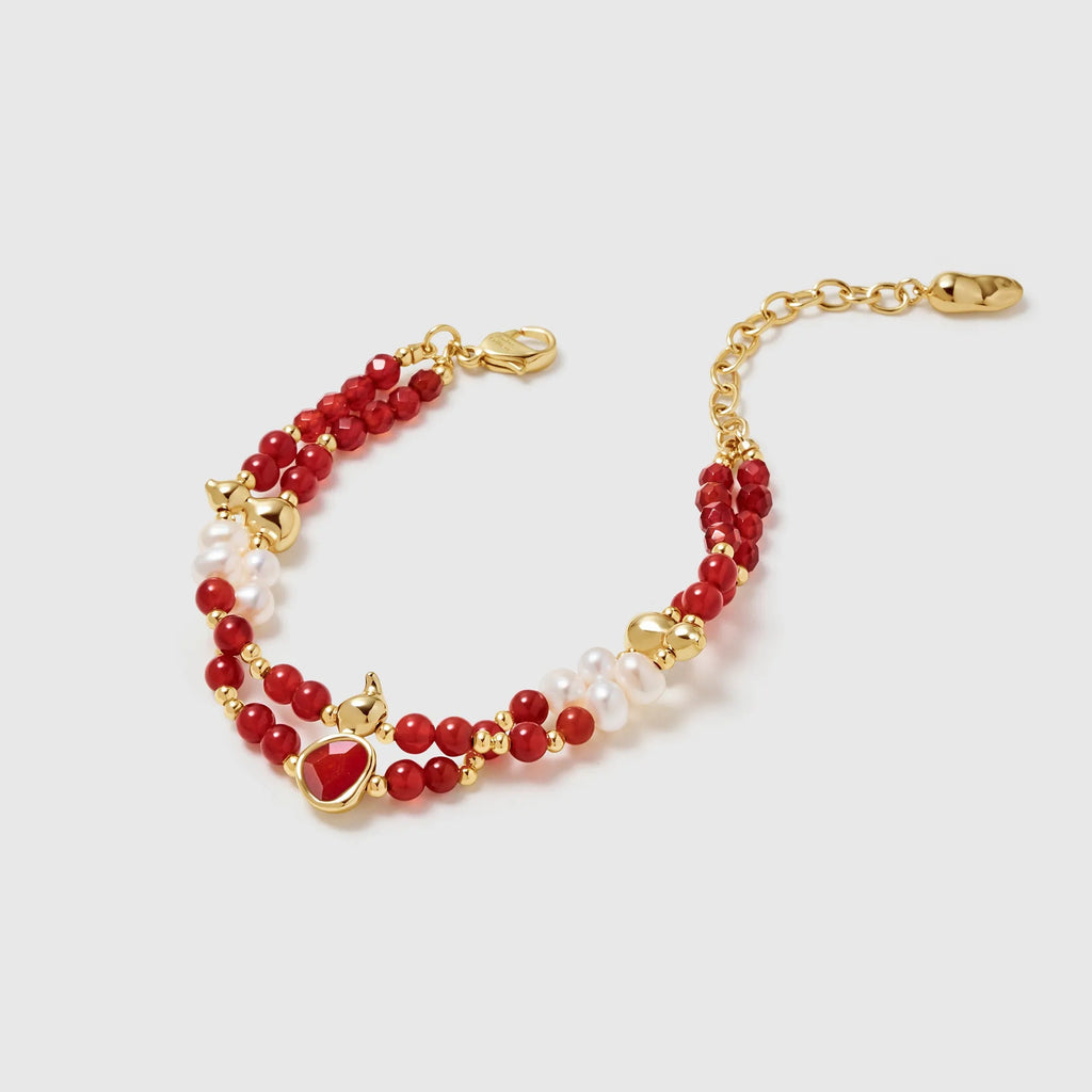 Wulu Red Agate Beaded Bracelet