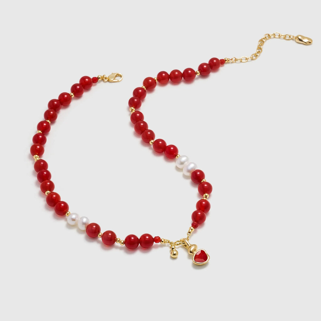 Wulu Red Agate Beaded Necklace