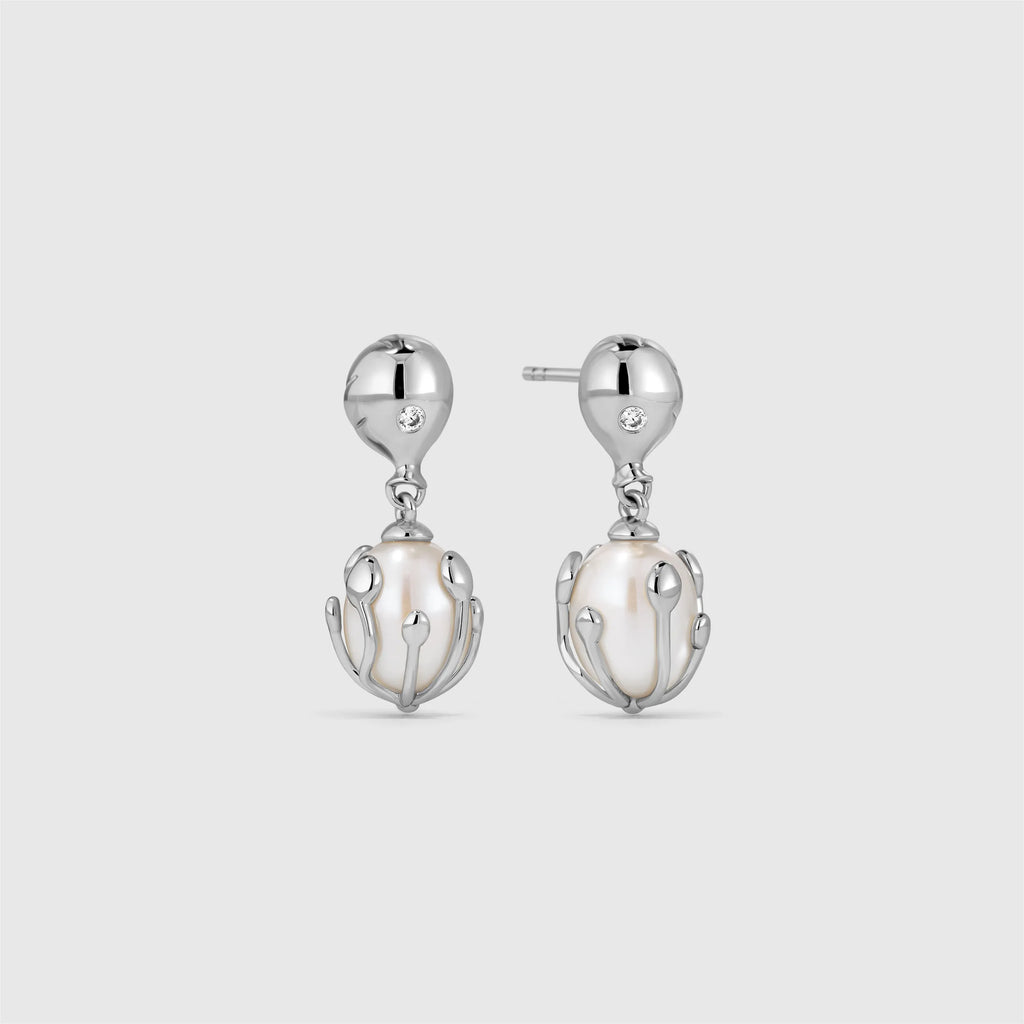 Balloon Bloom Silver Earrings