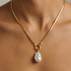 Large Baroque Pearl Pendant Necklace With Gold OT Chain