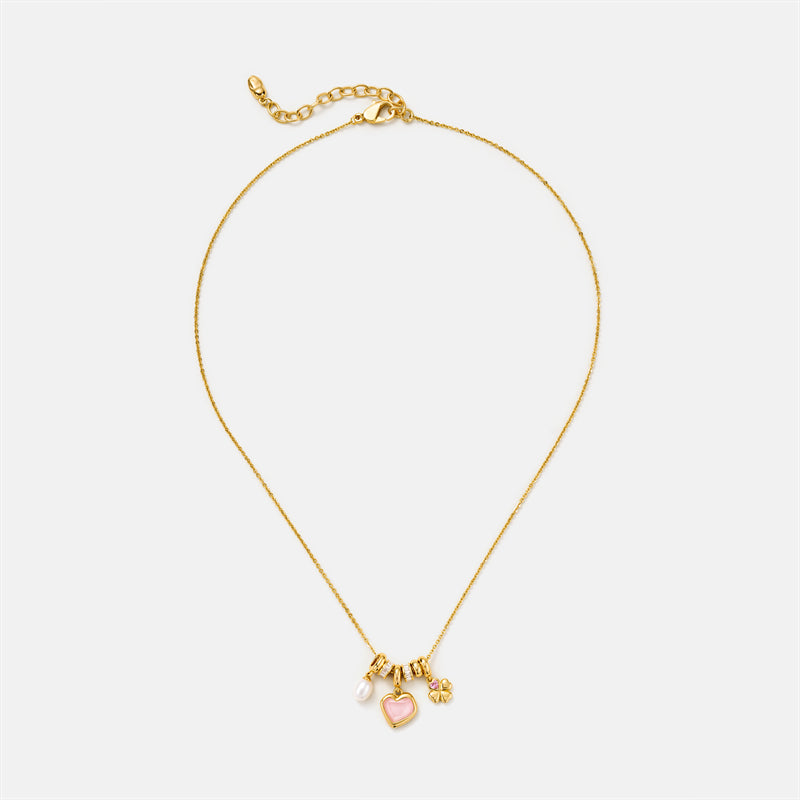 Blush Heart Pearl Charm Necklace