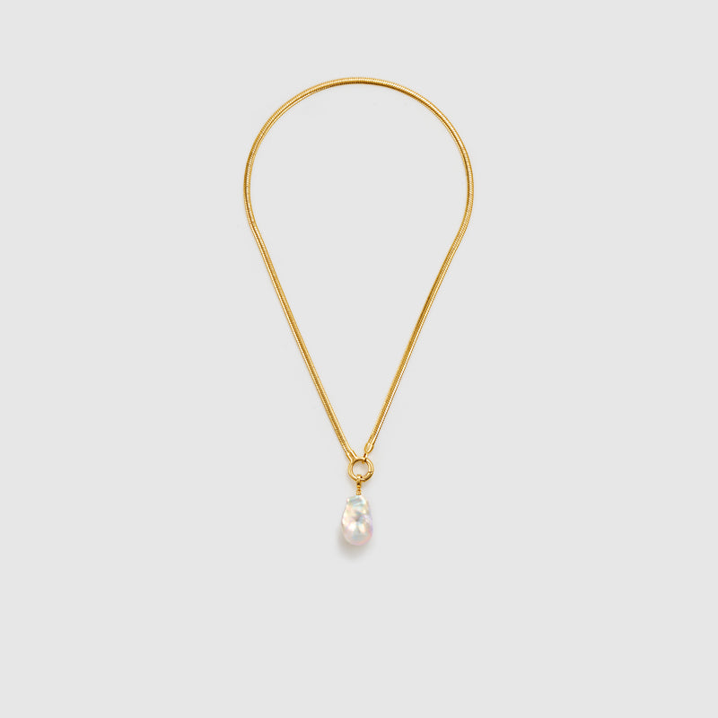 Large Baroque Pearl Pendant Necklace With Gold OT Chain