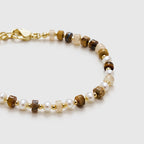 Tiger's Eye Beaded Pearl Bracelet