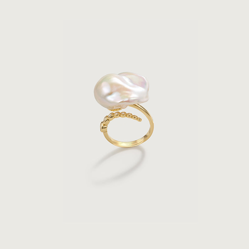 Starlit Splendor Baroque Pearl Ring Unique Shaped