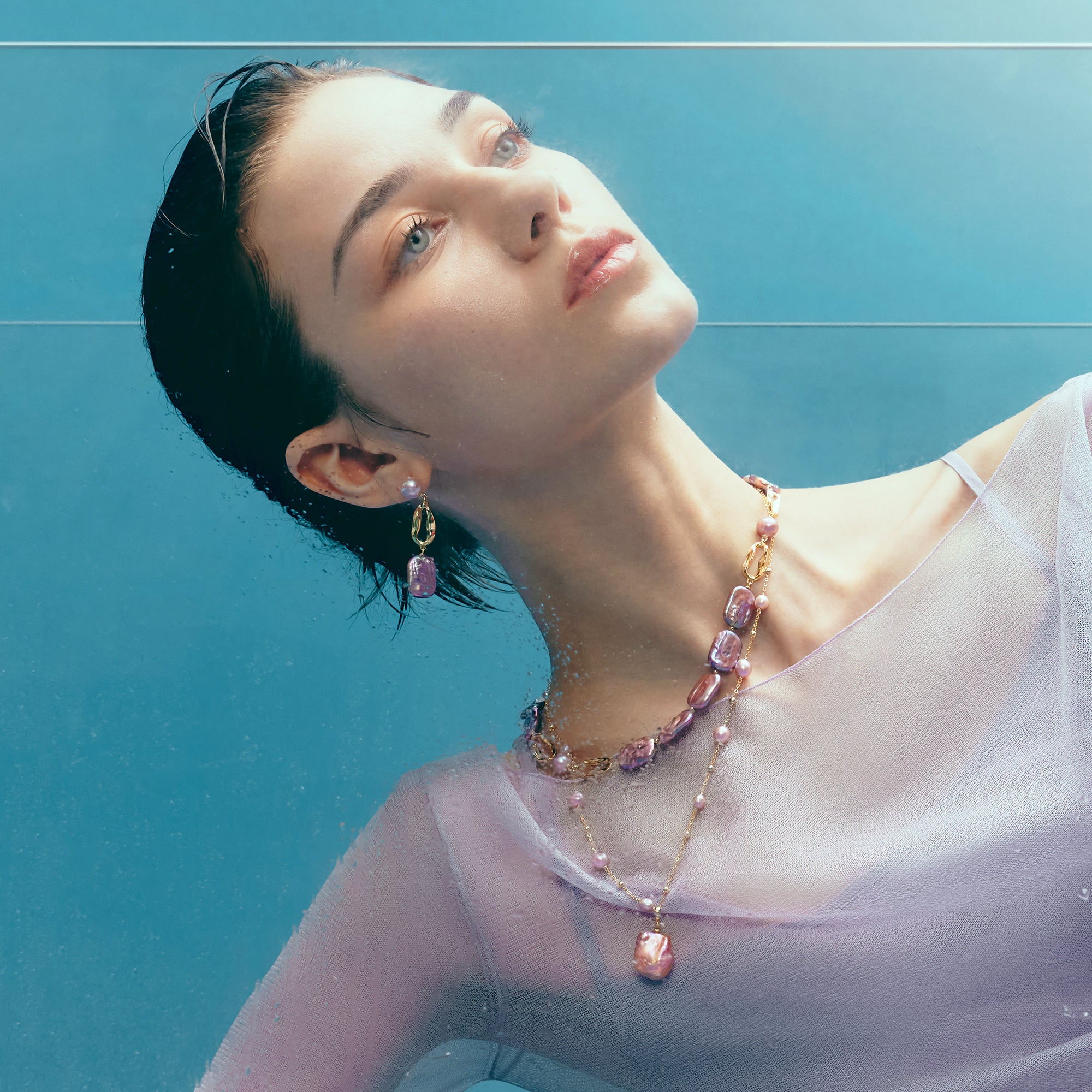 Purple Baroque Pearl Earring