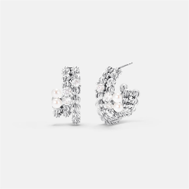 L’Essence Layered Pearl Hoop Earrings