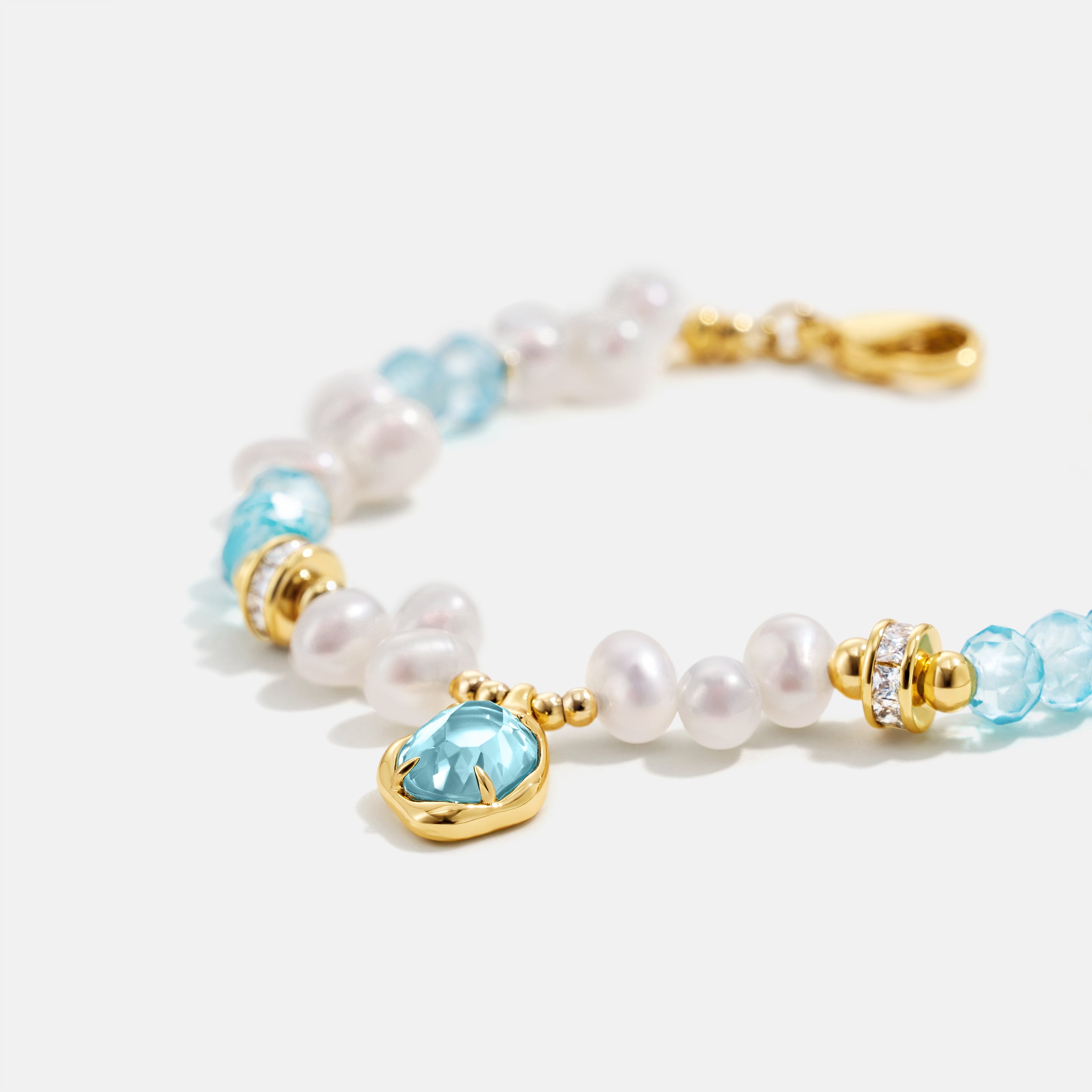 Raw Blue Topaz Pearl Bracelets