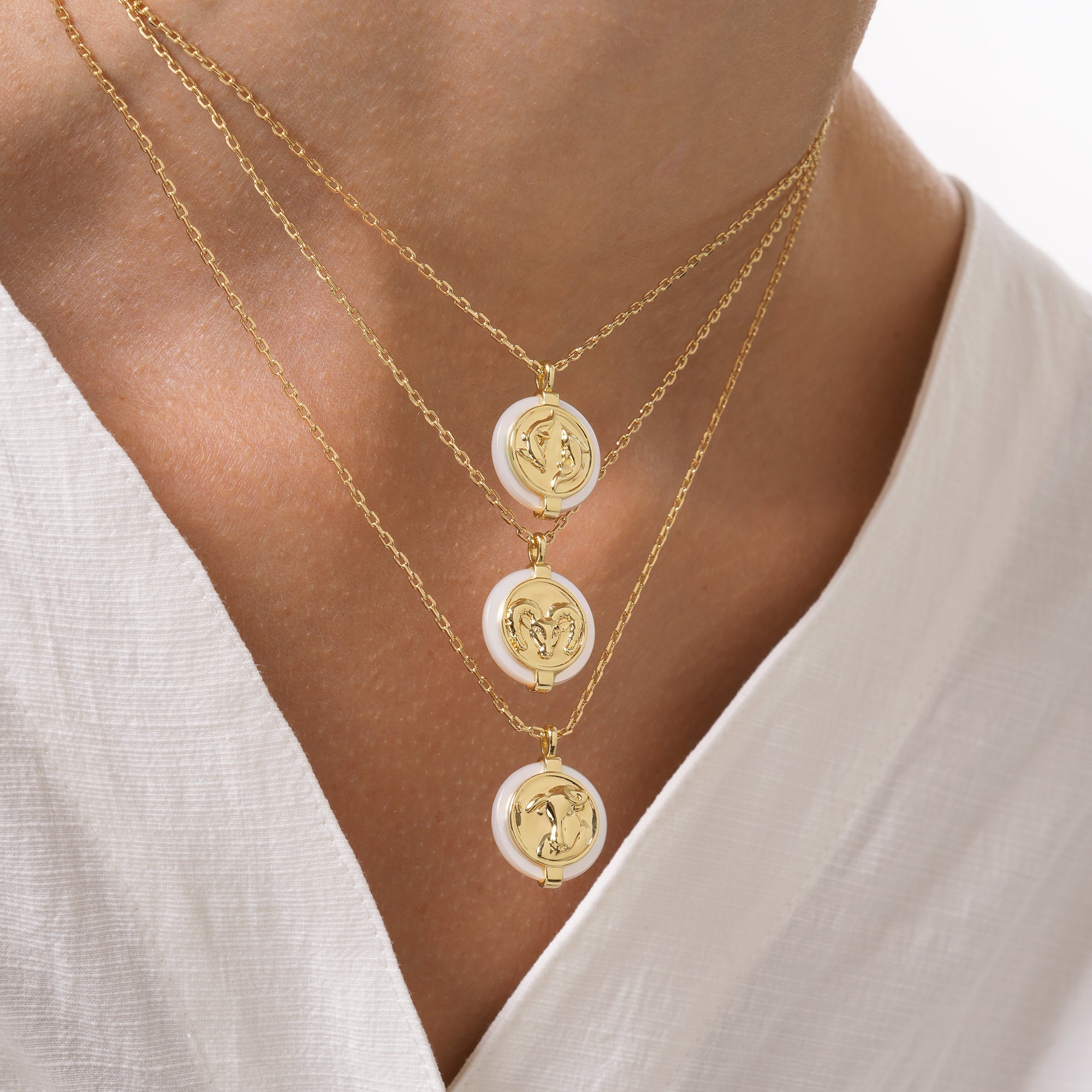 Stellar Zodiac Charm Mother of Pearl Necklace