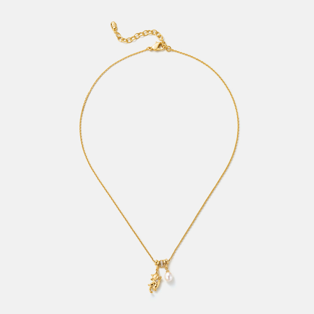 Dancing Cat Pearl Necklace