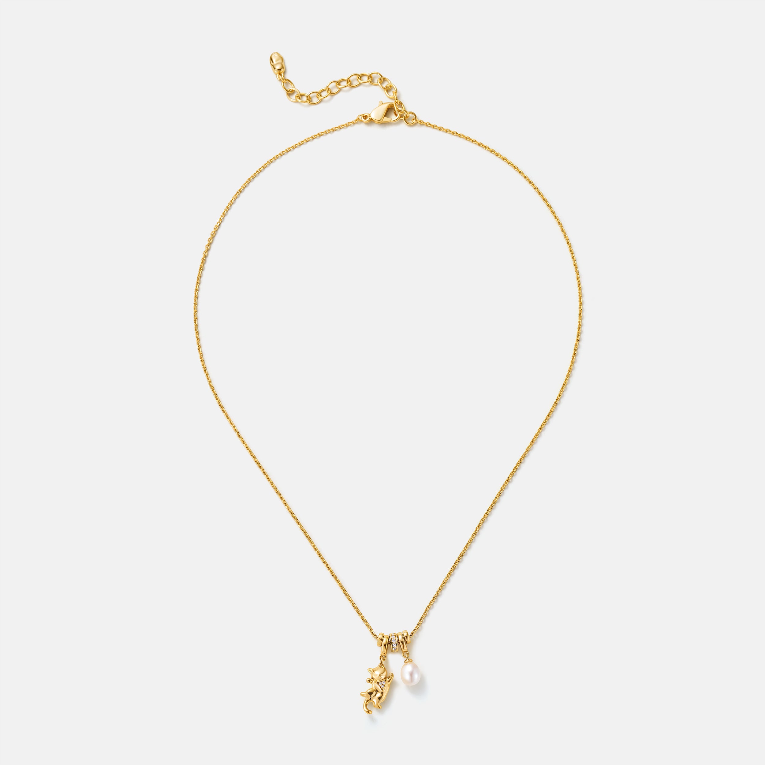 Dancing Cat Pearl Necklace