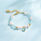 Raw Blue Topaz Pearl Bracelets
