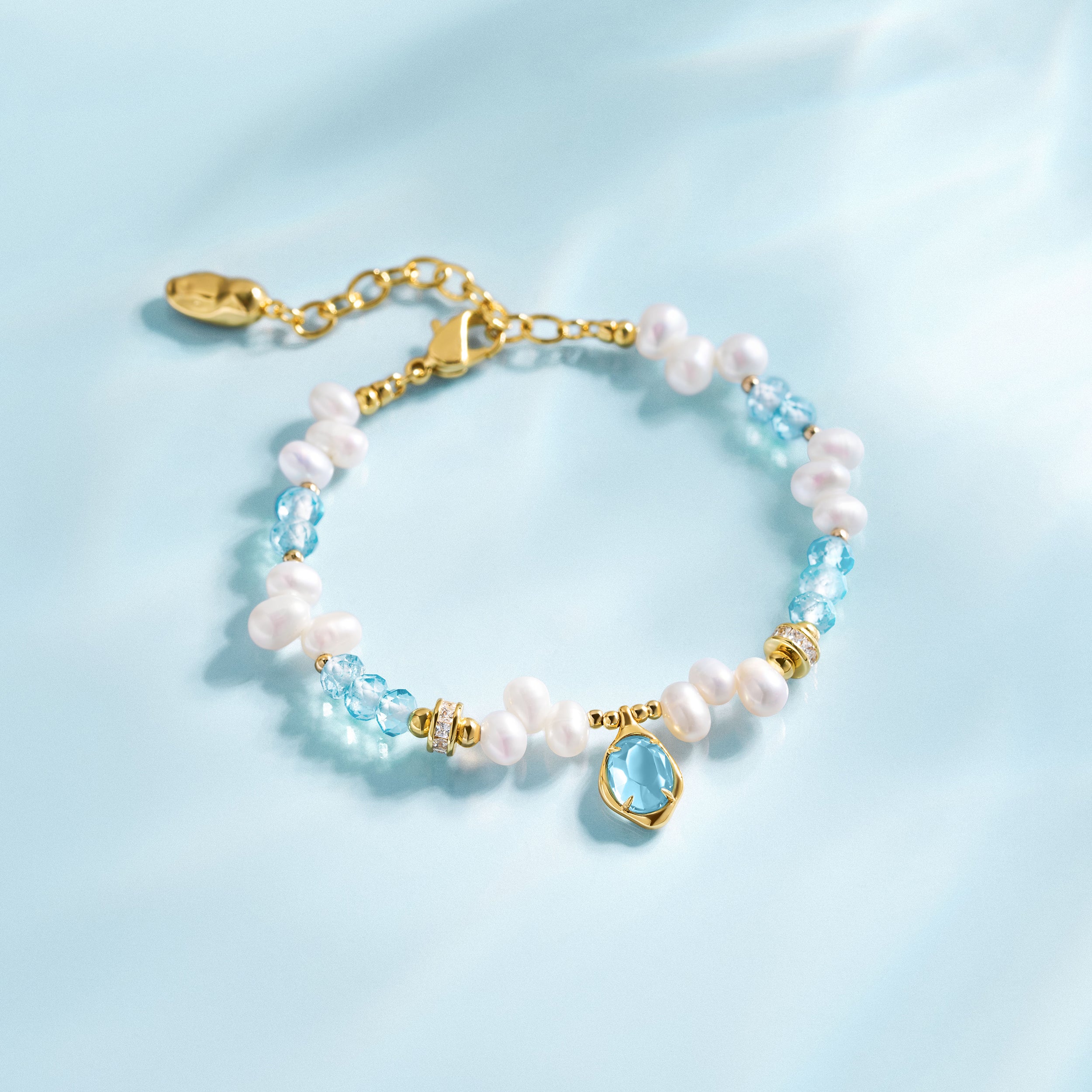 Raw Blue Topaz Pearl Bracelets