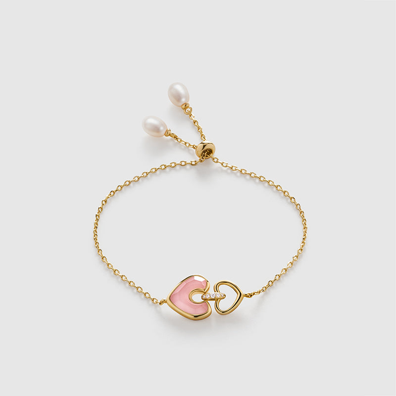 Blush Heart Rose Quartz Adjustable Bracelet