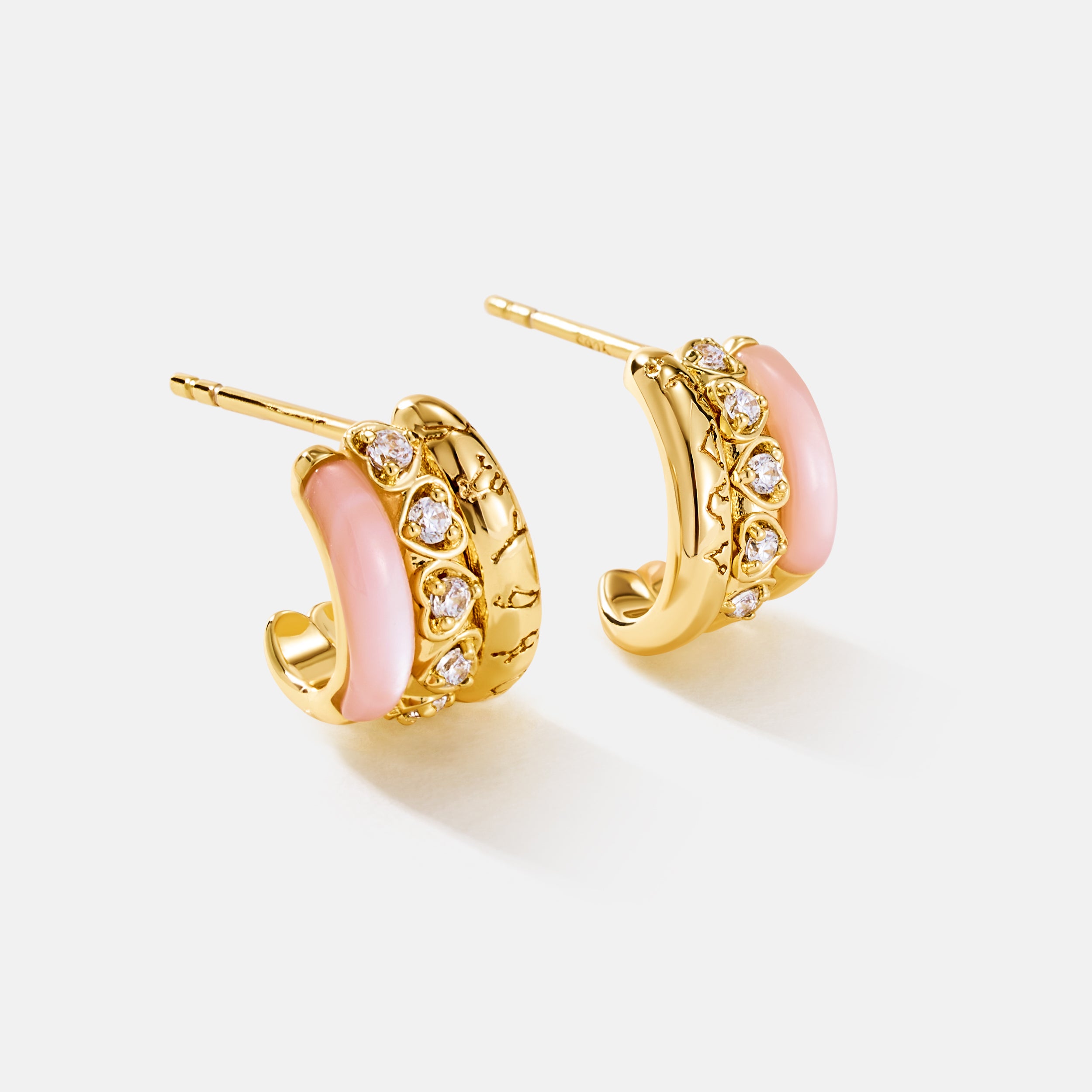 Pink Mother of Pearl C Hoop Earrings