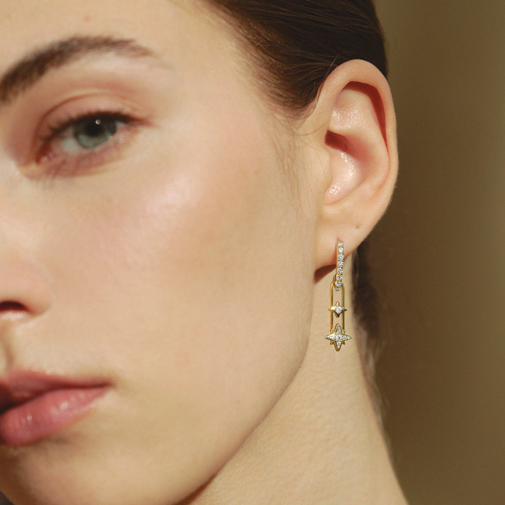 Celestial Star Paperclip Drop Earrings