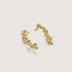 Gold Ginkgo Leaves Pearl Earrings