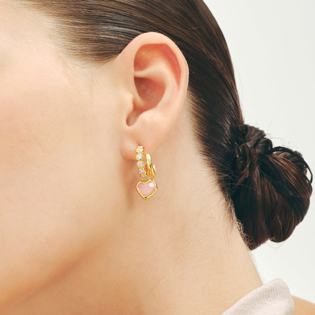 Blush Heart Rose Quartz Drop Earrings