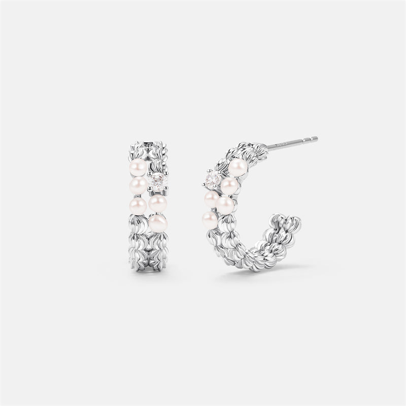 L’Essence Pearl & Crystal Hoop Earrings
