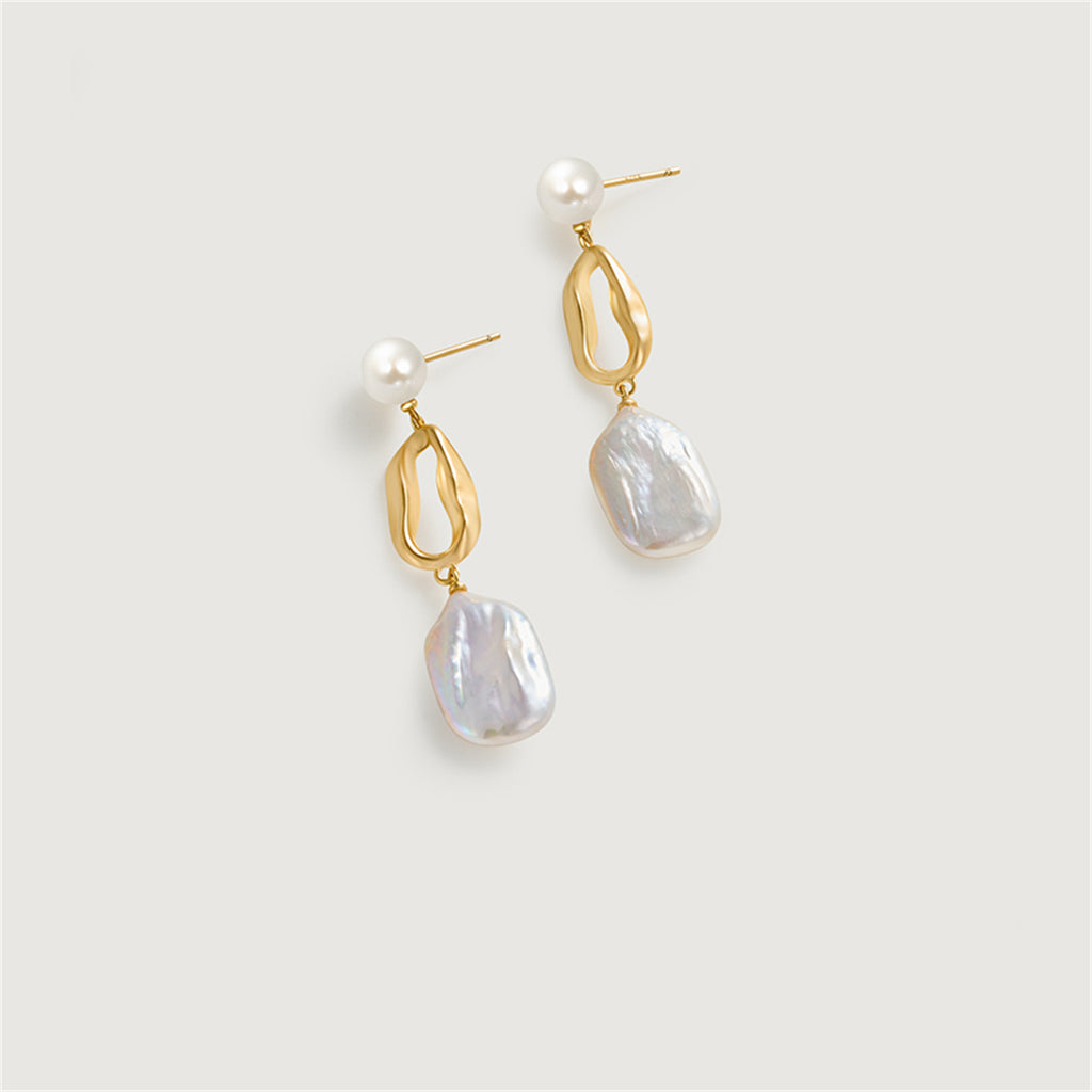 White Baroque Pearl Earring