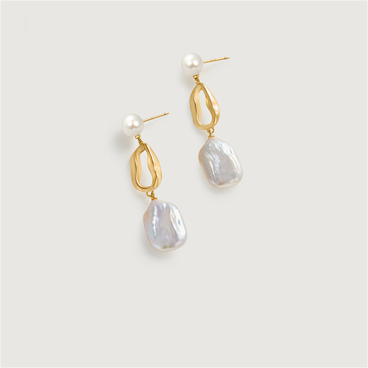 White Baroque Pearl Earring