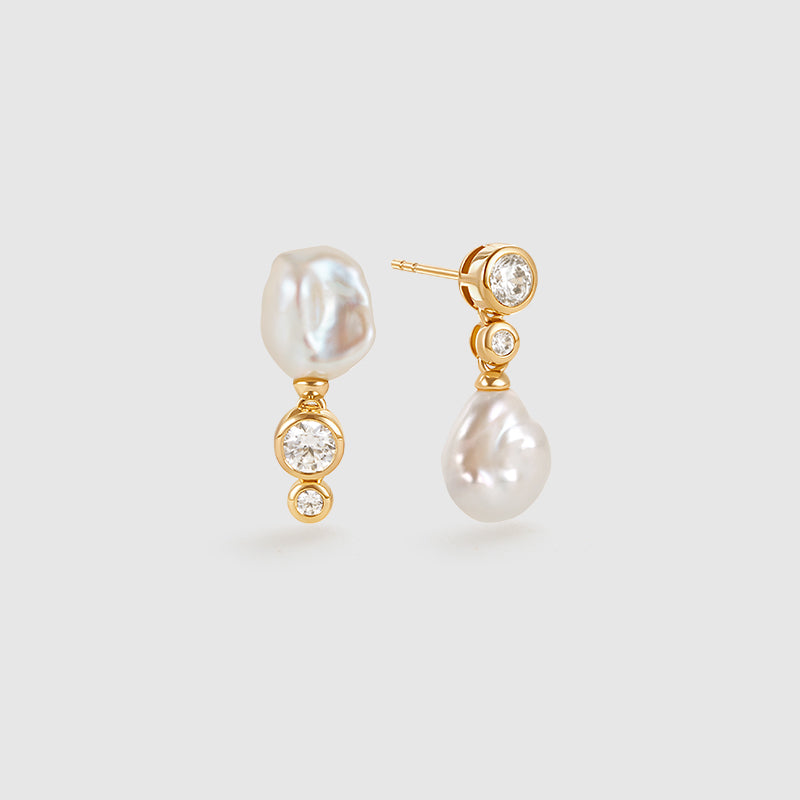 Floriography Pearl Asymmetric Drop Earrings